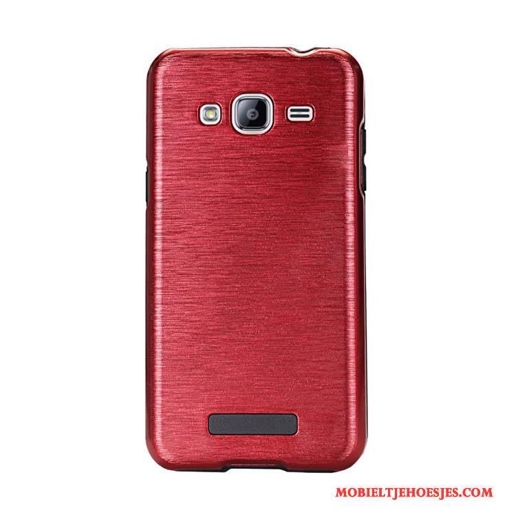 Samsung Galaxy J3 2015 Ster Hoesje Persoonlijk Bescherming Rood Nieuw Zijde