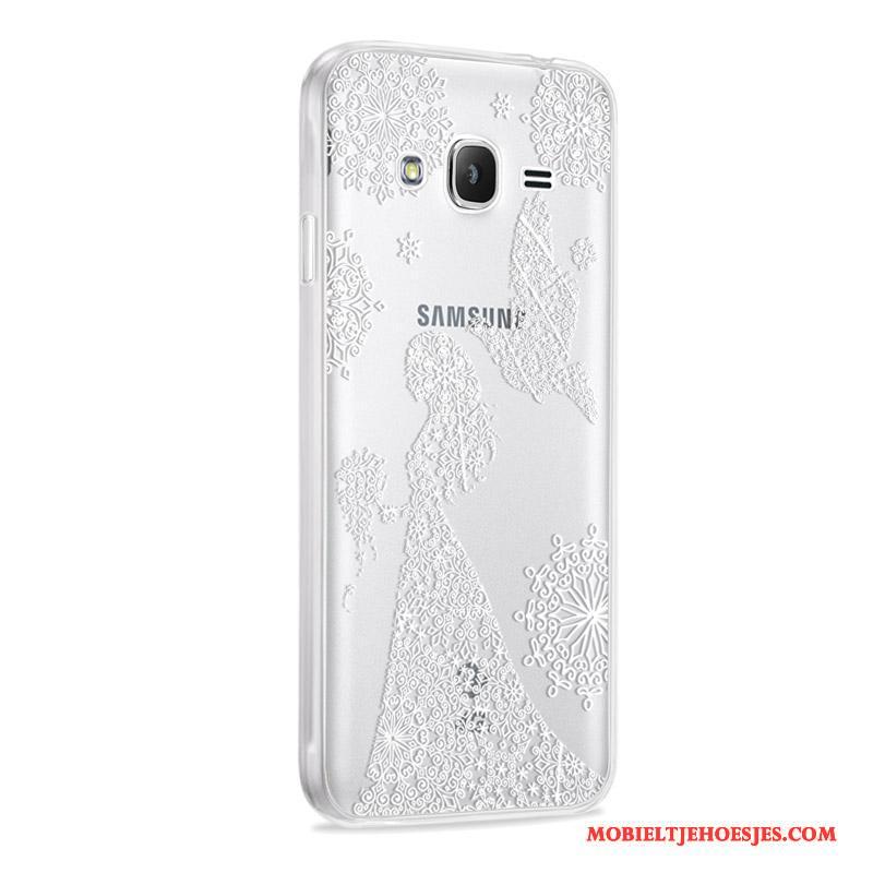 Samsung Galaxy J3 2016 Anti-fall Zacht Zilver Hoes Hoesje Telefoon Ster Bescherming