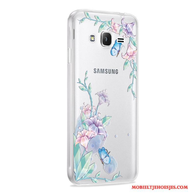 Samsung Galaxy J3 2016 Anti-fall Zacht Zilver Hoes Hoesje Telefoon Ster Bescherming