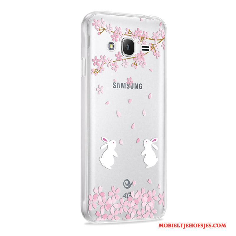 Samsung Galaxy J3 2016 Anti-fall Zacht Zilver Hoes Hoesje Telefoon Ster Bescherming