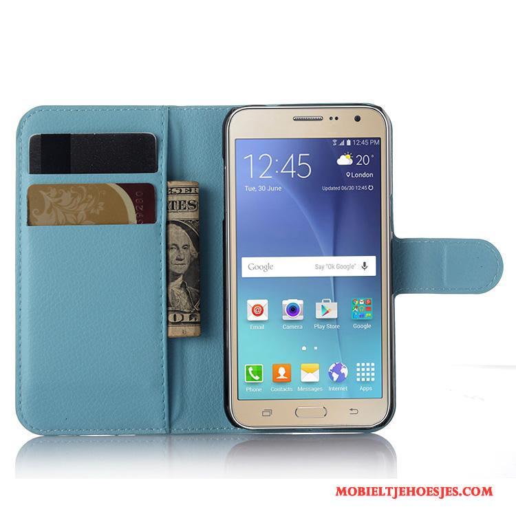 Samsung Galaxy J3 2016 Folio Hoesje Telefoon Leren Etui Portemonnee Mobiele Telefoon Bescherming Wit