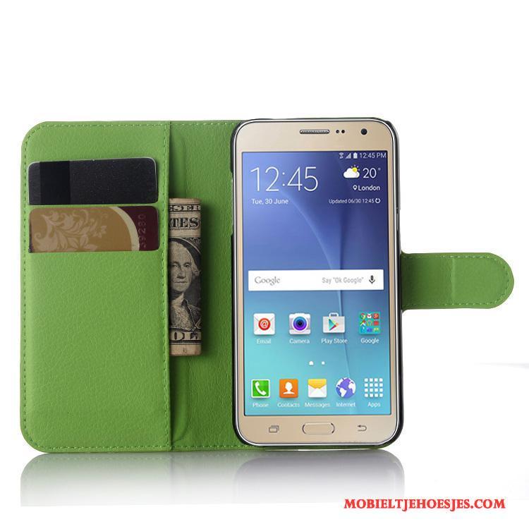 Samsung Galaxy J3 2016 Folio Hoesje Telefoon Leren Etui Portemonnee Mobiele Telefoon Bescherming Wit