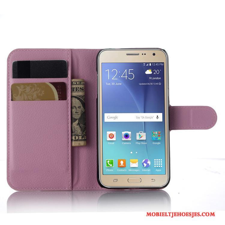 Samsung Galaxy J3 2016 Folio Hoesje Telefoon Leren Etui Portemonnee Mobiele Telefoon Bescherming Wit