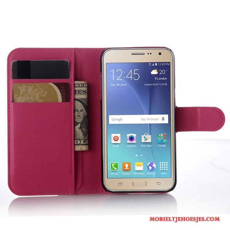 Samsung Galaxy J3 2016 Folio Hoesje Telefoon Leren Etui Portemonnee Mobiele Telefoon Bescherming Wit