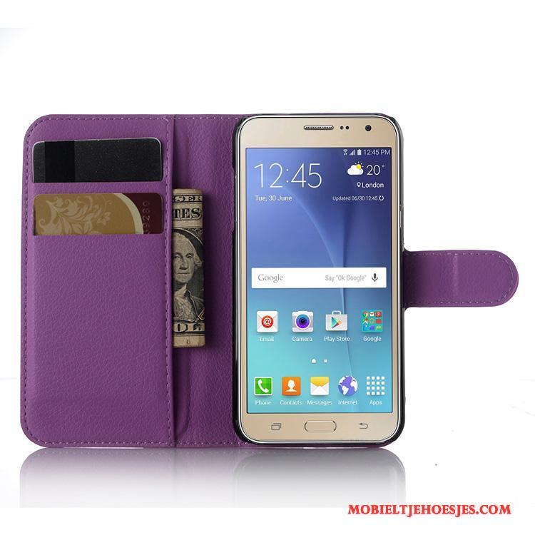 Samsung Galaxy J3 2016 Folio Hoesje Telefoon Leren Etui Portemonnee Mobiele Telefoon Bescherming Wit