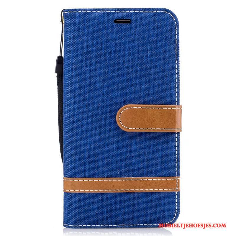 Samsung Galaxy J3 2016 Grijs Hoes Bescherming Denim Folio Hoesje Leren Etui