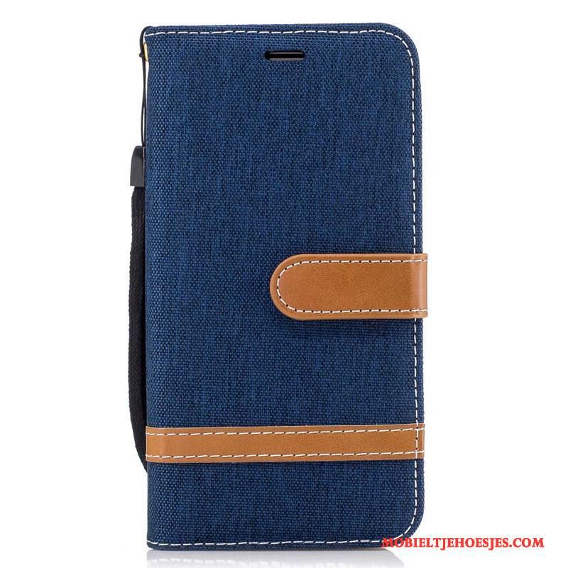 Samsung Galaxy J3 2016 Grijs Hoes Bescherming Denim Folio Hoesje Leren Etui