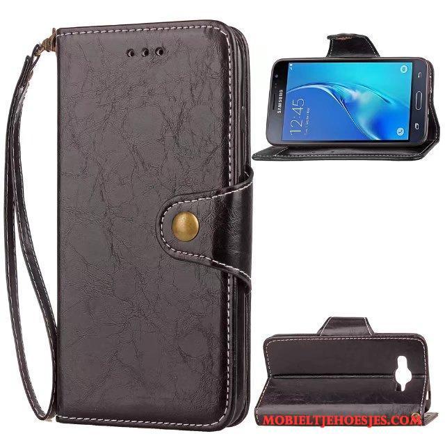 Samsung Galaxy J3 2016 Hoes Anti-fall Hoesje Telefoon Bedrijf Ster Leren Etui Bescherming