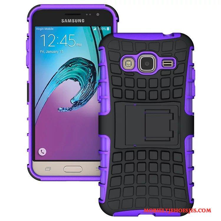 Samsung Galaxy J3 2016 Hoesje Mobiele Telefoon Ondersteuning Ster Purper Hoes Blauw Bescherming