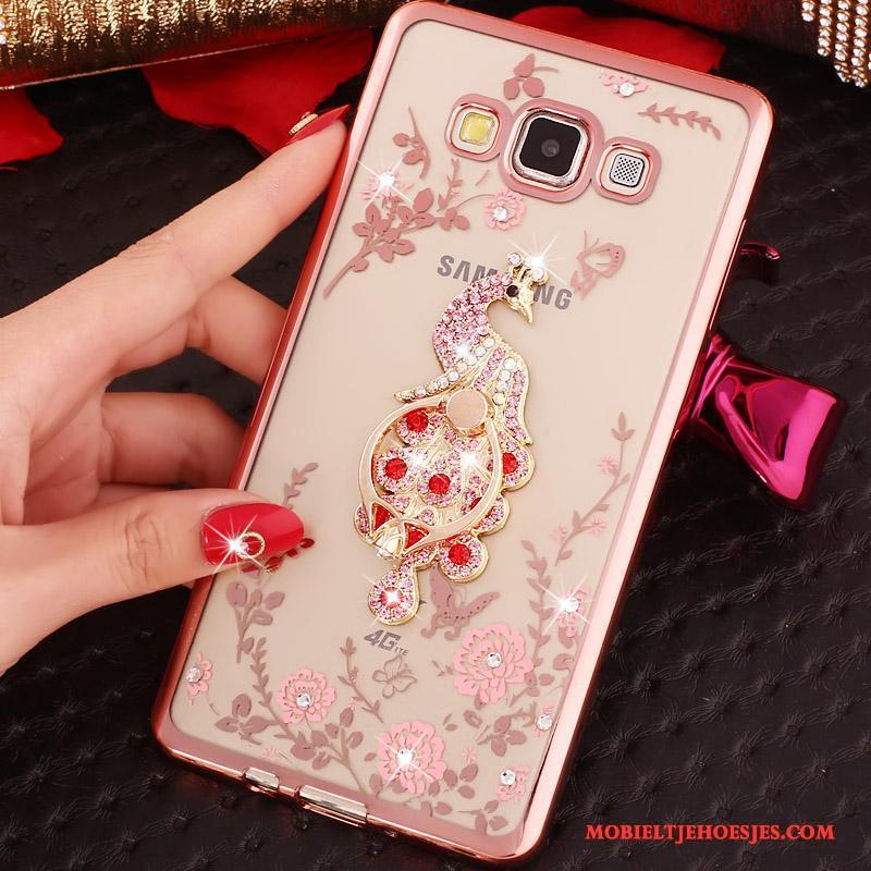 Samsung Galaxy J3 2016 Met Strass Mobiele Telefoon Ring Hoesje Plating Rose Goud Siliconen