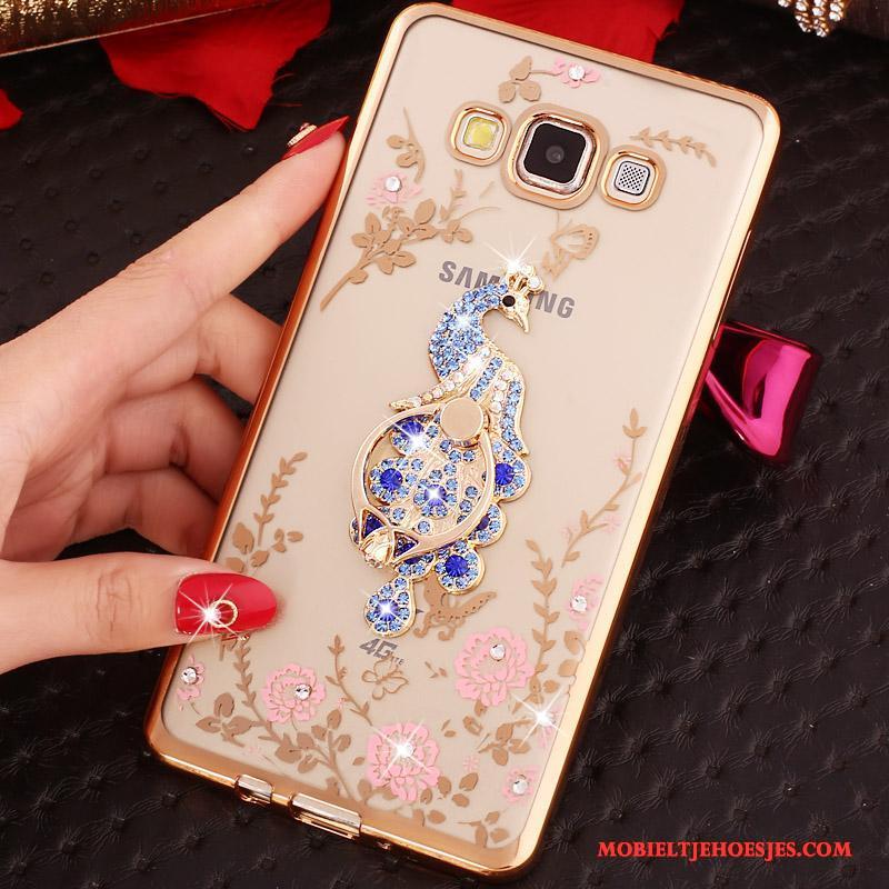 Samsung Galaxy J3 2016 Met Strass Mobiele Telefoon Ring Hoesje Plating Rose Goud Siliconen