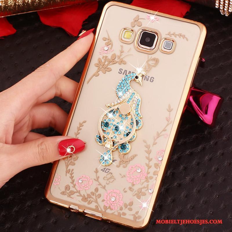 Samsung Galaxy J3 2016 Met Strass Mobiele Telefoon Ring Hoesje Plating Rose Goud Siliconen