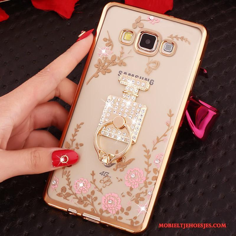 Samsung Galaxy J3 2016 Met Strass Mobiele Telefoon Ring Hoesje Plating Rose Goud Siliconen