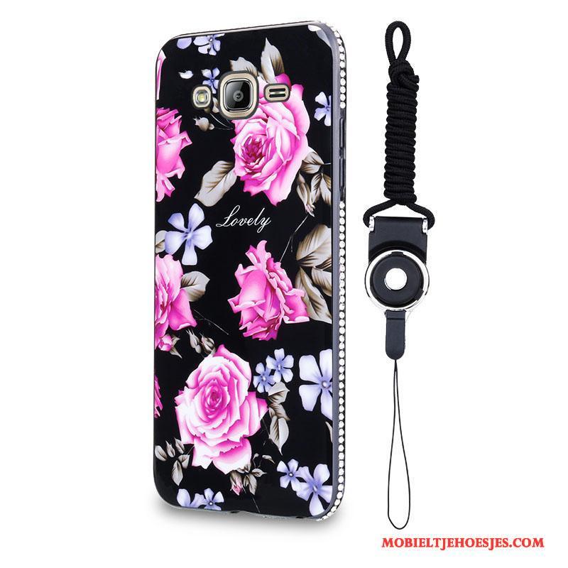 Samsung Galaxy J3 2016 Trend Scheppend Hanger Hoesje Telefoon Bloemen Persoonlijk Anti-fall