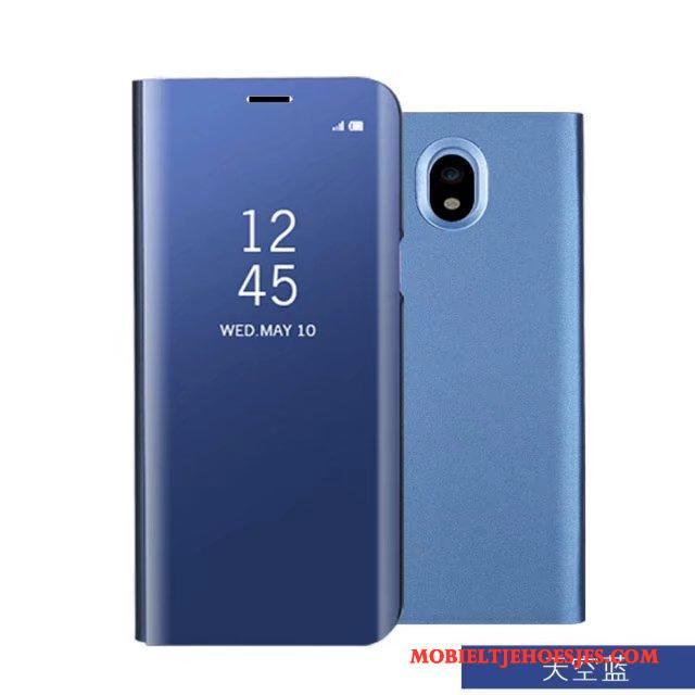 Samsung Galaxy J3 2017 Folio Hoes Rose Goud Ster Spiegel Blauw Hoesje Telefoon