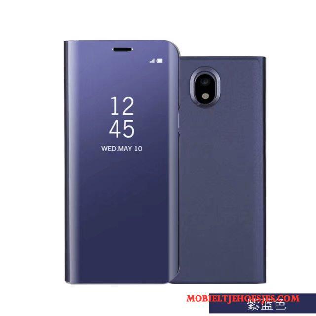 Samsung Galaxy J3 2017 Folio Hoes Rose Goud Ster Spiegel Blauw Hoesje Telefoon