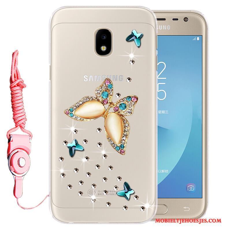 Samsung Galaxy J3 2017 Hoesje Telefoon Kleur Zacht Bescherming Mobiele Telefoon Anti-fall Met Strass