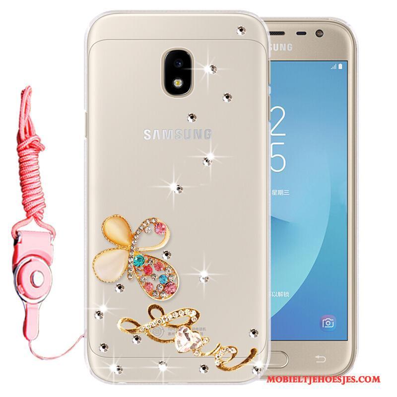 Samsung Galaxy J3 2017 Hoesje Telefoon Kleur Zacht Bescherming Mobiele Telefoon Anti-fall Met Strass