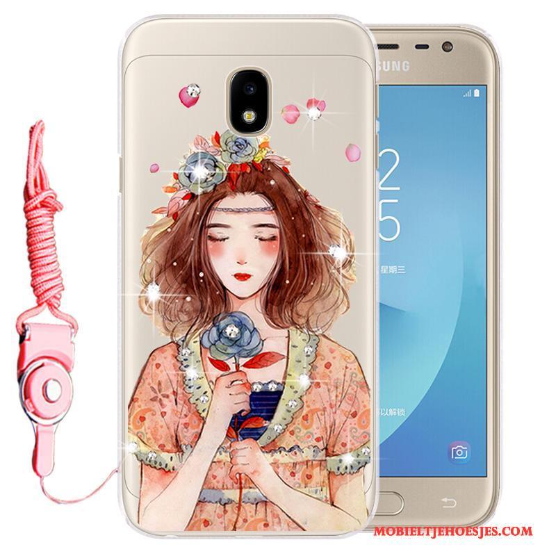 Samsung Galaxy J3 2017 Hoesje Telefoon Kleur Zacht Bescherming Mobiele Telefoon Anti-fall Met Strass