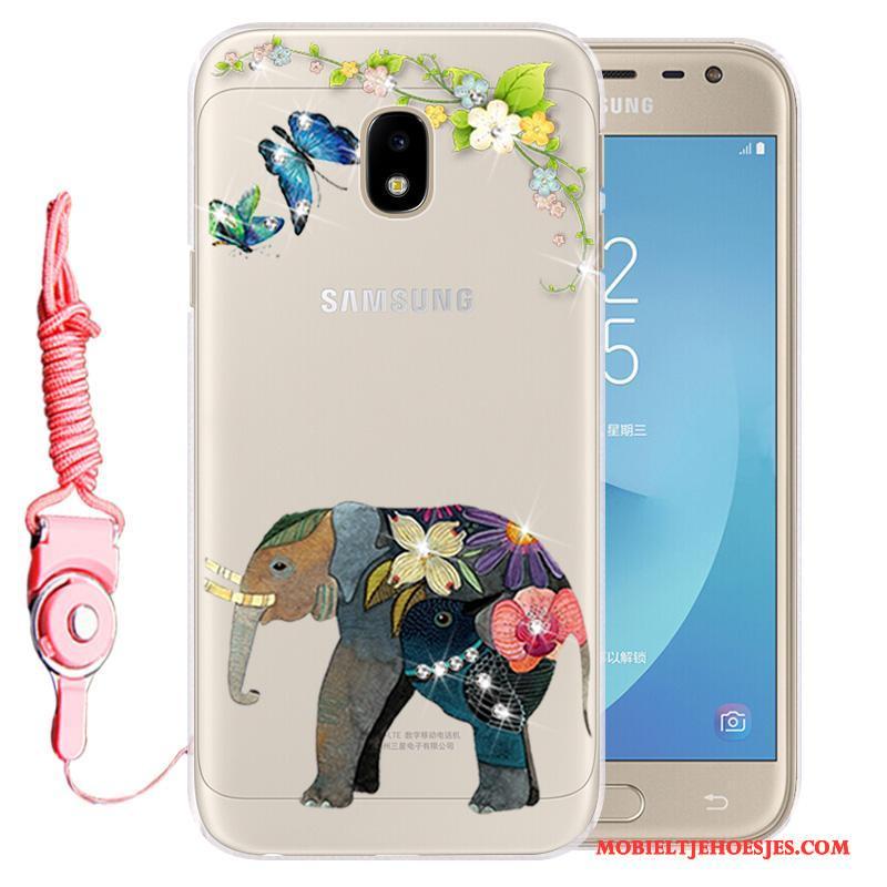 Samsung Galaxy J3 2017 Hoesje Telefoon Kleur Zacht Bescherming Mobiele Telefoon Anti-fall Met Strass