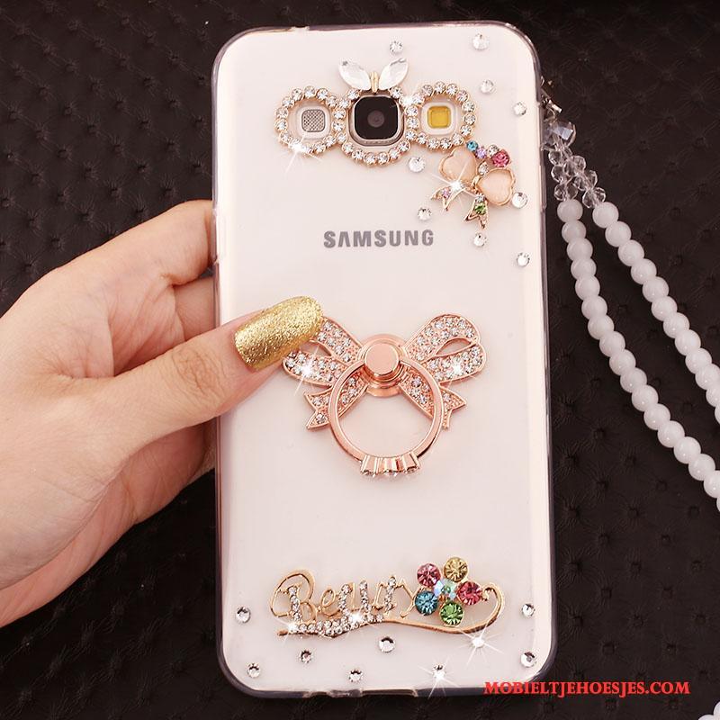 Samsung Galaxy J5 2015 Anti-fall Bescherming Siliconen All Inclusive Hanger Hoesje Telefoon Rose Goud