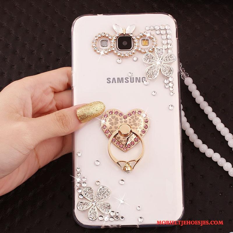 Samsung Galaxy J5 2015 Anti-fall Bescherming Siliconen All Inclusive Hanger Hoesje Telefoon Rose Goud