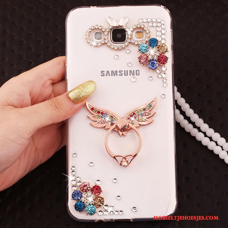 Samsung Galaxy J5 2015 Anti-fall Bescherming Siliconen All Inclusive Hanger Hoesje Telefoon Rose Goud