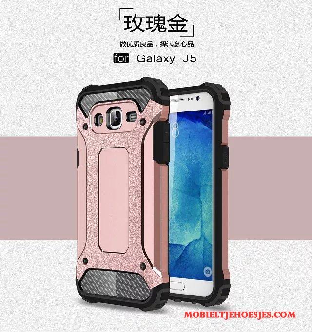 Samsung Galaxy J5 2015 Bescherming Pantser Ster Anti-fall Hoesje Telefoon Goud All Inclusive