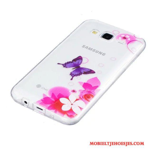 Samsung Galaxy J5 2015 Bloemen Geschilderd Ster All Inclusive Groen Zacht Hoesje Telefoon