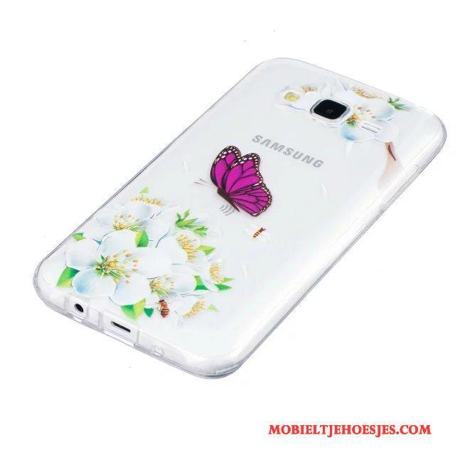 Samsung Galaxy J5 2015 Bloemen Geschilderd Ster All Inclusive Groen Zacht Hoesje Telefoon