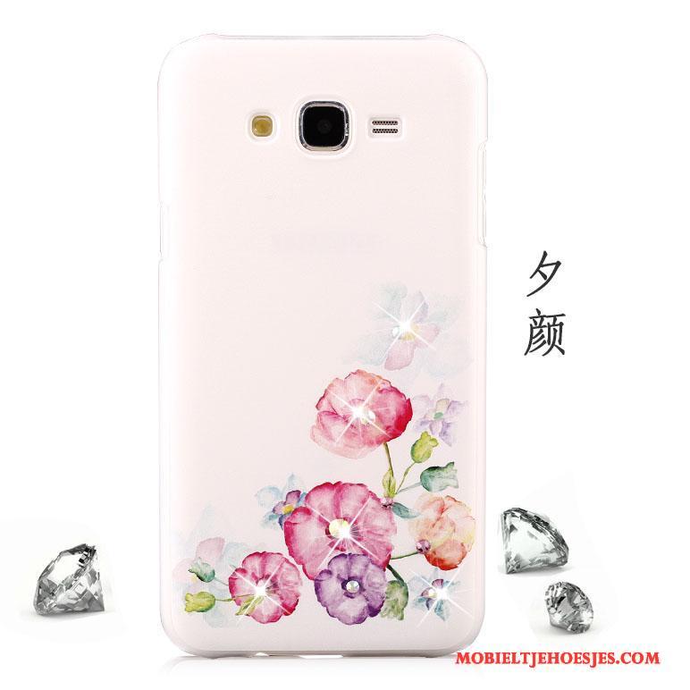 Samsung Galaxy J5 2015 Hoesje Bescherming Geschilderd Hoes Rood Schrobben Trend Met Strass