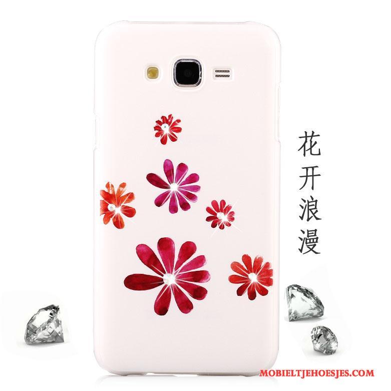 Samsung Galaxy J5 2015 Hoesje Bescherming Geschilderd Hoes Rood Schrobben Trend Met Strass