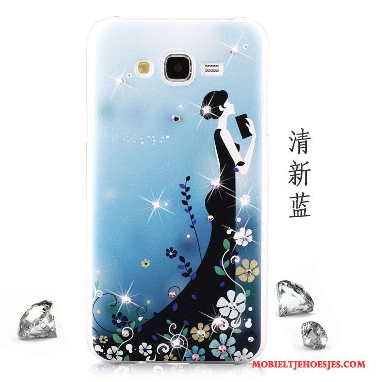 Samsung Galaxy J5 2015 Hoesje Bescherming Geschilderd Hoes Rood Schrobben Trend Met Strass