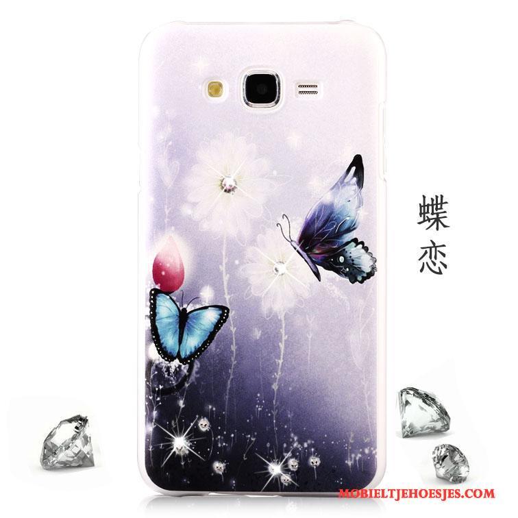 Samsung Galaxy J5 2015 Hoesje Bescherming Geschilderd Hoes Rood Schrobben Trend Met Strass