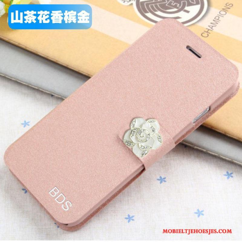 Samsung Galaxy J5 2015 Mobiele Telefoon Hoesje Folio Ster Roze Leren Etui Bescherming
