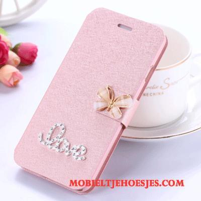 Samsung Galaxy J5 2015 Roze Hoesje Telefoon Clamshell Ster Trend Leren Etui Bescherming