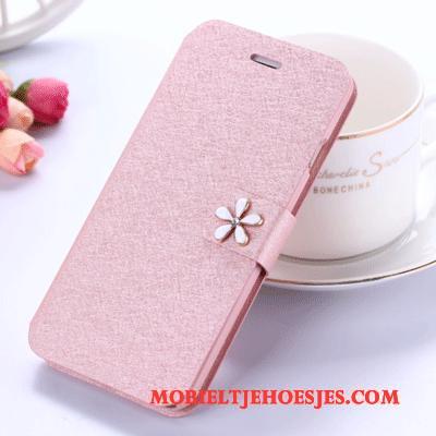 Samsung Galaxy J5 2015 Roze Hoesje Telefoon Clamshell Ster Trend Leren Etui Bescherming