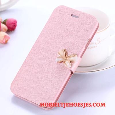 Samsung Galaxy J5 2015 Roze Hoesje Telefoon Clamshell Ster Trend Leren Etui Bescherming