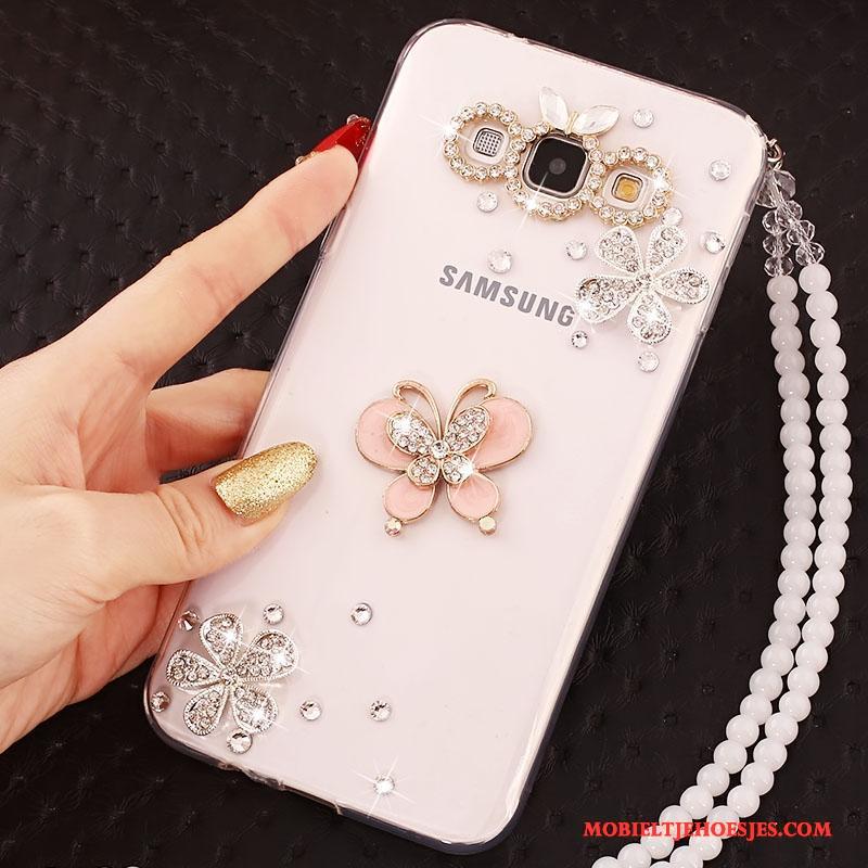 Samsung Galaxy J5 2015 Siliconen Kleur Anti-fall Hoesje Telefoon Met Strass Zacht Bescherming