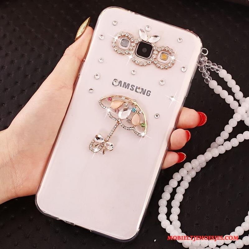 Samsung Galaxy J5 2015 Siliconen Kleur Anti-fall Hoesje Telefoon Met Strass Zacht Bescherming