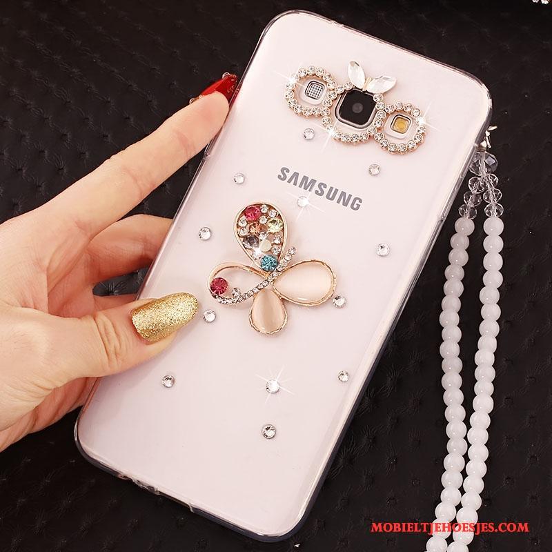 Samsung Galaxy J5 2015 Siliconen Kleur Anti-fall Hoesje Telefoon Met Strass Zacht Bescherming