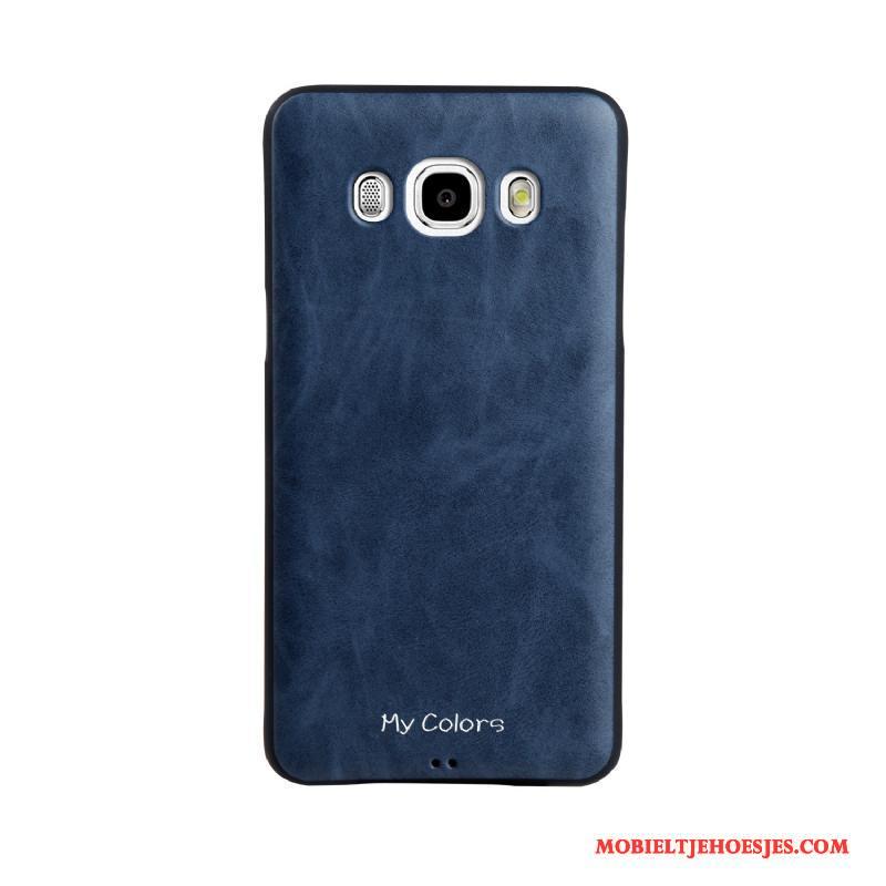 Samsung Galaxy J5 2016 Bescherming Blauw Ster Zacht Bedrijf Hoesje Telefoon Kunstleer