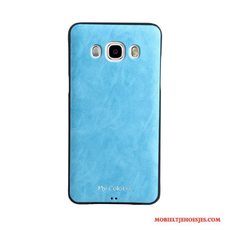 Samsung Galaxy J5 2016 Bescherming Blauw Ster Zacht Bedrijf Hoesje Telefoon Kunstleer