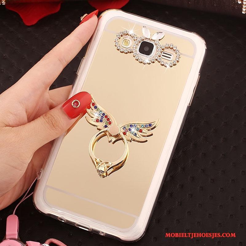 Samsung Galaxy J5 2016 Hoes Hoesje Telefoon Hanger Zacht Ster Bescherming Rose Goud