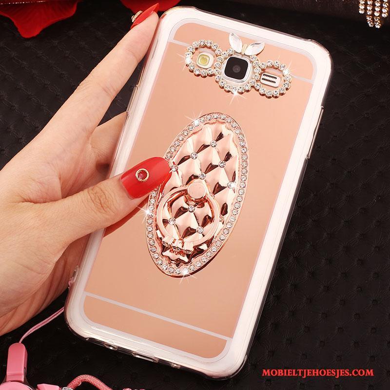 Samsung Galaxy J5 2016 Hoes Hoesje Telefoon Hanger Zacht Ster Bescherming Rose Goud