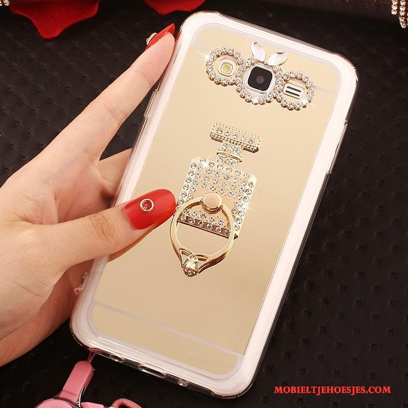 Samsung Galaxy J5 2016 Hoes Hoesje Telefoon Hanger Zacht Ster Bescherming Rose Goud