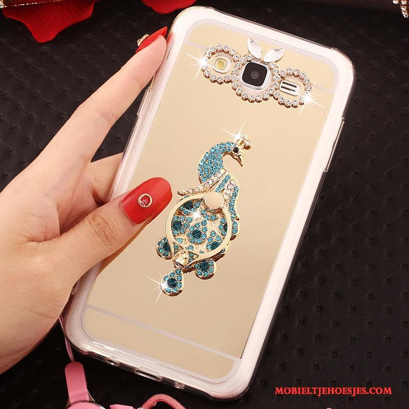 Samsung Galaxy J5 2016 Hoes Hoesje Telefoon Hanger Zacht Ster Bescherming Rose Goud