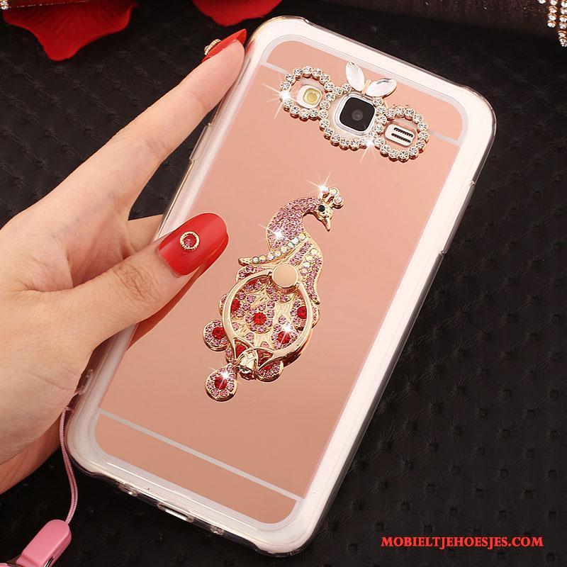 Samsung Galaxy J5 2016 Hoes Hoesje Telefoon Hanger Zacht Ster Bescherming Rose Goud