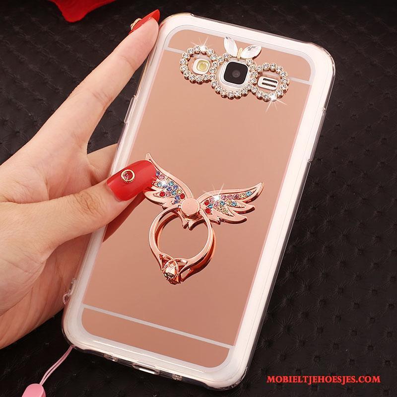 Samsung Galaxy J5 2016 Hoes Hoesje Telefoon Hanger Zacht Ster Bescherming Rose Goud