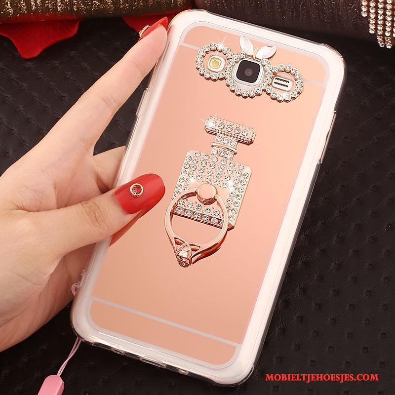 Samsung Galaxy J5 2016 Hoes Hoesje Telefoon Hanger Zacht Ster Bescherming Rose Goud